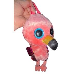 Ty Gilda Flamingo Backpack Kids Small Pink Excellent Sequin Plush Bag